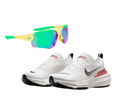 Running gear, shoes and sunglasses